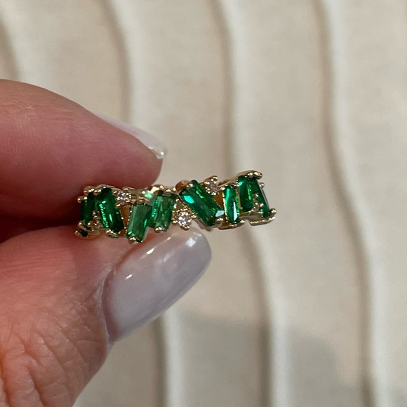 Emerald Baguette Band, Eternity Band, Gold Plated - Picture 3 of 3